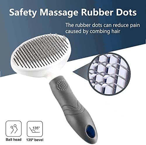 Self Cleaning Slicker Brush - Cat Brush Skin-Friendly Deshedding Grooming Massaging Tool for Long & Short Haired Pets, Cat Hair Brushes Easy Removes Undercoat for Dogs Cats Rabbits-UPGRADED, Gray - Image 5