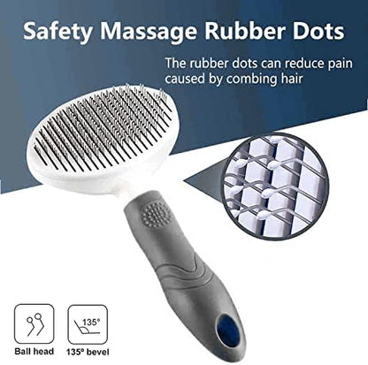 Self Cleaning Slicker Brush - Cat Brush Skin-Friendly Deshedding Grooming Massaging Tool for Long & Short Haired Pets, Cat Hair Brushes Easy Removes Undercoat for Dogs Cats Rabbits-UPGRADED, Gray - Image 5
