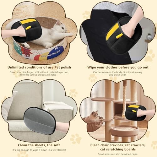 Electrostatic Pet Hair Removal Gloves | Effortless Deshedding for Dogs & Cats | Reusable & Machine Washable for Sofa, Car, Clothing & Beds (Black) - Image 6