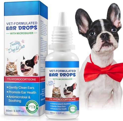 Ear Drops for Dogs & Cat - 1% Hydrocortisone, Itchy Ear Relief - Pet Ear Care Supplies, 2fl oz by Unknown