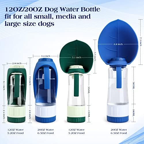 TIOVERY Dog Water Bottle, Pet Water Bottle with Food Container, Portable Dog Drinking Bottle Cup Dispenser for Outdoor Walking, Hiking, Travel Large Blue - Image 3
