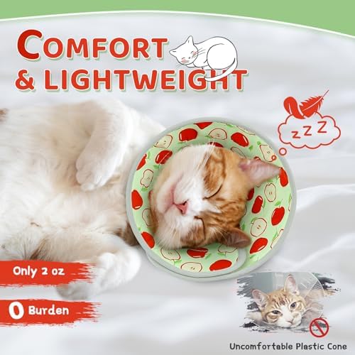 Cat Cone Collar Soft to Stop Licking, Adjustable, Foldable Lightweight Kitten Cones After Surgery Recovery for Cats & Kittens, Cat Cone Alternative, Easy Eating (Apple Red, M) - Image 2