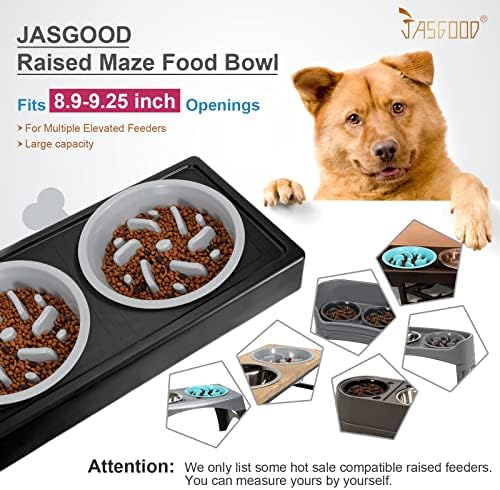 JASGOOD Largr Dog Slow Feeder Bowl - Reduce Slip Puzzle Bowl for Elevated Diners - Gray, Fit Opening 8.9"-9.25" - Image 2