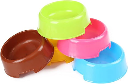 Bettli 5Pcs/Set Plastic Candy Color Pet Cat Dog Puppy Rabbit Animal Practical Food Water Bowl-Random Color