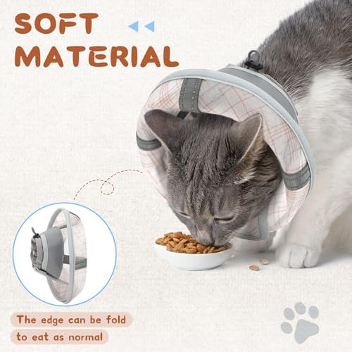 Supet Cat Cone Collar Soft, Air Mesh Recovery Collar to Stop Licking, Breathable Neck Cone Alternative, Lightweight Cat Head Cone Anti Scratch (Orange,M) - Image 3