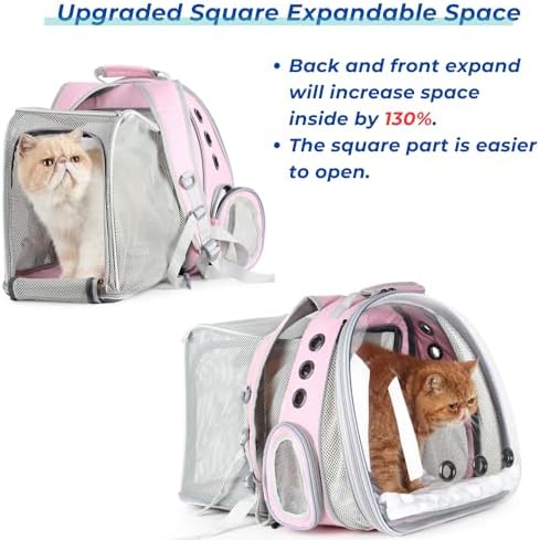 Lollimeow Expandable Cat Backpack Carrier for Large Cats & Small Dogs - Airline Approved Pet Bubble Backpack with Dual-Side Expansion, Perfect for Travel, Hiking & Outdoor Adventures, Up to 16lbs - Image 3
