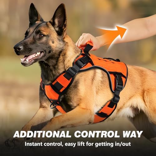 WINGOIN Orange Tactical Dog Harness for Large Dogs,No Pull Dog Harnesses - Image 3