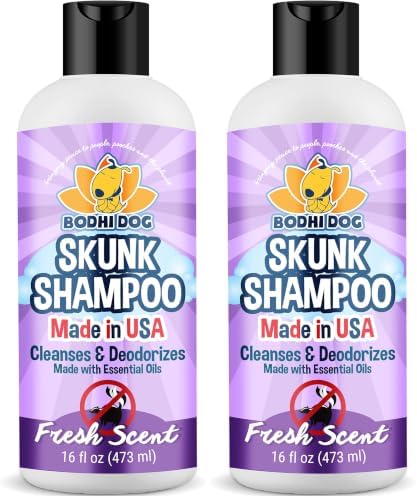 Bodhi Dog Skunk Shampoo | Skunk Smell Odor Remover Cleans & Deodorizes Using Essential Oils for Dogs & Cats | Made in USA | 16oz (473ml) (Pack of 2) by BodhiDog
