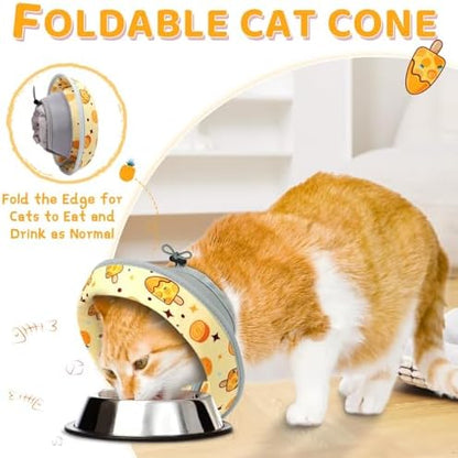 Cat Cone Collar Soft to Stop Licking, Adjustable, Foldable Lightweight Kitten Cones After Surgery Recovery for Cats & Kittens, Cat Cone Alternative, Easy Eating (Orange, M) - Image 3
