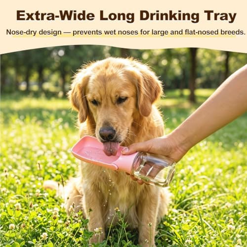 Foldable Dog Water Bottle, 12 oz Leak Proof Portable Dispenser (Pink-1) - Image 2