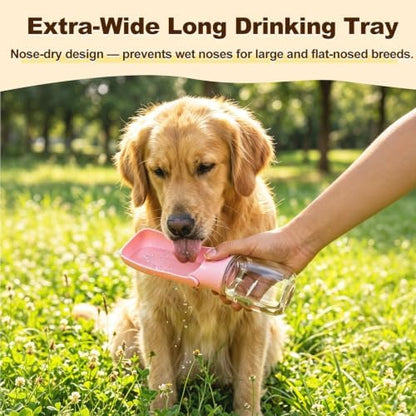 Foldable Dog Water Bottle, 12 oz Leak Proof Portable Dispenser (Pink-1) - Image 2