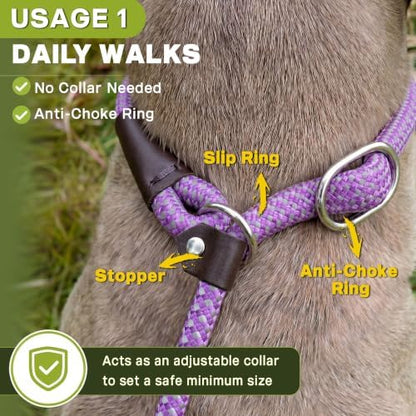Fida Durable Slip Lead Dog Leash, 6 FT x 1/2" Dog Training Leash, Purple - Image 4