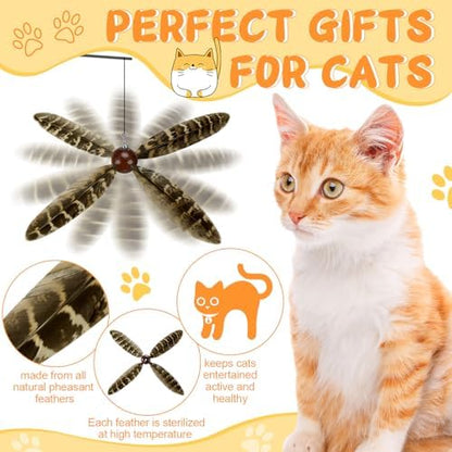 8 Pcs Cat Feather Propeller Toys Refills Replacement Propeller Interactive Cat Toy Refills Kittens Toy Feather Replacement Wand Teasers Attachments for Kittens Wand(Cute) - Image 3