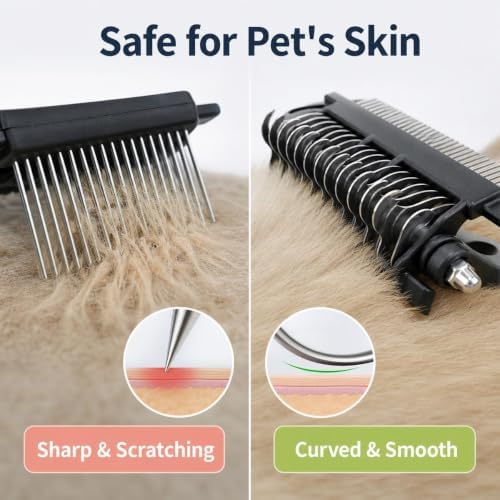 3-in-1 Pet Grooming Tool Dematting Comb Undercoat Rake Deshedding Brush - Image 4