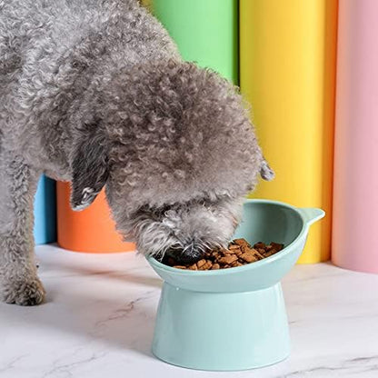 Tilted Elevated Cat Food Bowl - Cats Bowls Whisker Friendly Anti Vomiting Slanted Feeding Bowls Cute Shallow (Tall Cat Bowl-Green) - Image 3