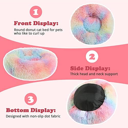 JOLLYVOGUE Dog & Cat Bed, Calming Anti-Anxiety Pet Bed for Small Dogs, Fluffy Donut Cushion for Small and Medium Pets (20") - Image 3