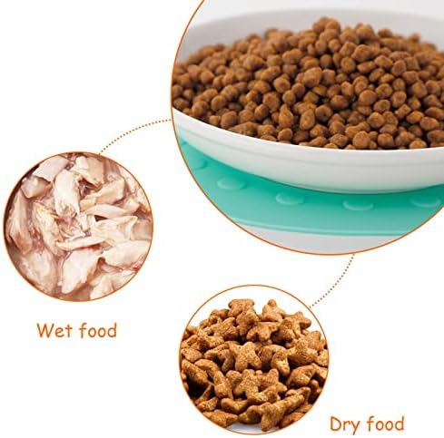 3 Ceramic Cat Plates with Non-Slip Mat, Wide Shallow Bowls for Wet/Dry Food - Image 3