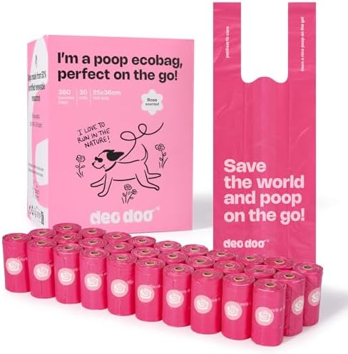 Deo Doo Dog Poop Bags with Handles, 360 Bags, Rose Scented (Only Rolls) by DeoDoo