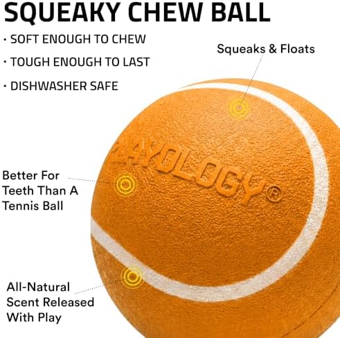 Playology Squeaky Chew Ball Dog Toy - Small, Cheddar Cheese Scent, 3-Pack - Image 2