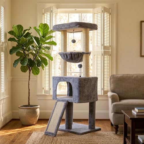 ROYPET Fashion Design 43.3" Cat Trees with Cat Houses,Grey - Image 3