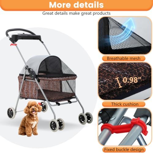 BestPet Foldable Pet Stroller for Small/Medium Dogs and Cats Up to 33 lbs - Image 6
