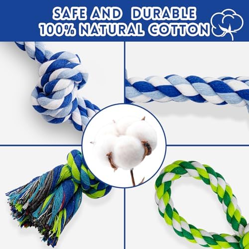 WDZZHOT [3 Pack] Dog Rope Toys for Large and Medium Aggressive Chewers, Nearly Indestructible Rope Chew Toys, Heavy Duty 100% Cotton Tug of War Dog Toy for Boredom, Teeth Cleaning - Image 3