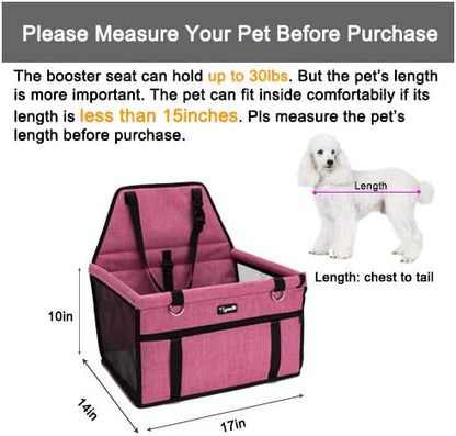 Pet Car Seat, Sturdy Reinforced Structure, Shortened Leash with Metal Snap Hook, Loops for Seat Belt, Waterproof Thick Soft Fleece Pad