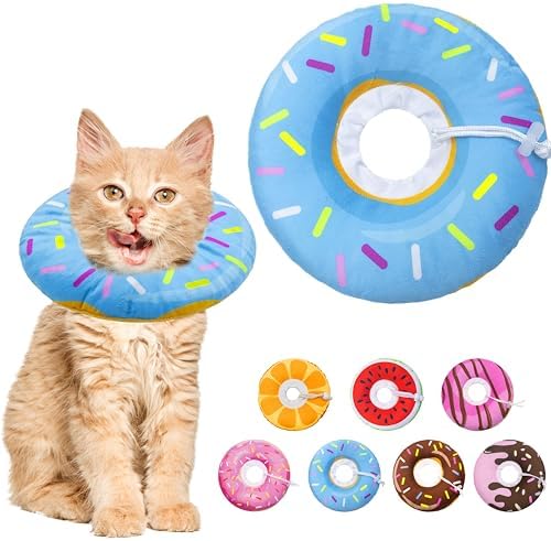 Seyezo Cat Cone Collar Soft, Adjustable Cat Recovery Collars, Donut Blue, S by Seyezo