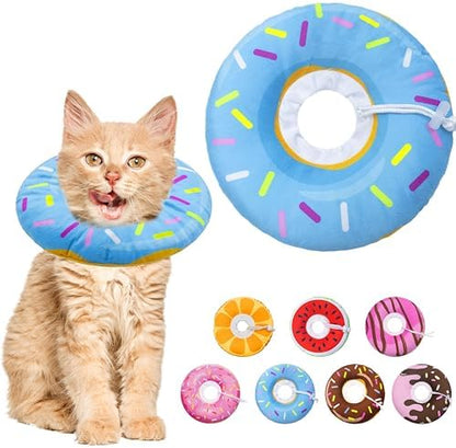 Seyezo Cat Cone Collar Soft, Adjustable Cat Recovery Collars, Donut Blue, S by Seyezo