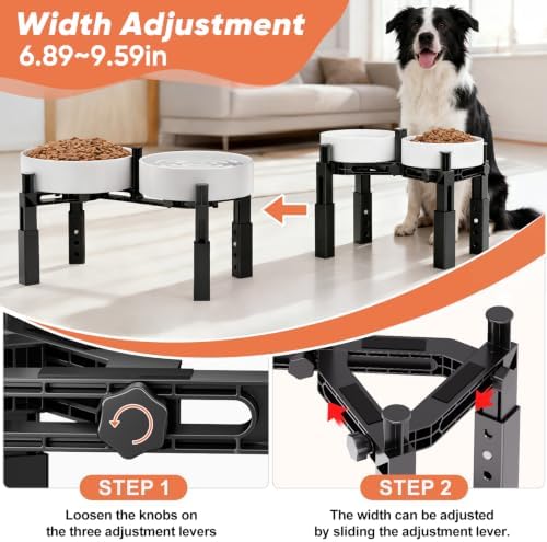 XIAZ Dog Bowl Stand Elevated Food Water Bowl Holder for Large Medium Small Sized Dog, Heights&Width Adjustable, Non-Slip, Durable, Elevated Feeding Bowl Stand for All Dogs Bowls (Stand Only) - Image 5
