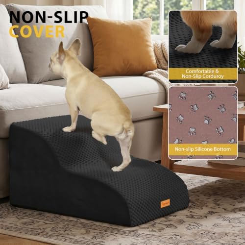 2-Step Dog Stairs for Small Dogs, Non-Slip Foam Pet Steps for Low Couch Bed - Image 5
