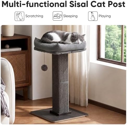 FUKUMARU Retro-Style Cat Scratching Post with Perch for Indoor Adult Cats - Image 2