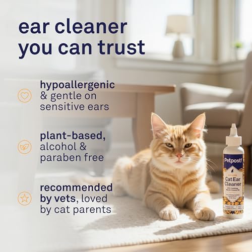 Petpost | Cat Ear Cleaner - Best Ear Remedy for Cats - Natural Coconut Oil Treatment Drops - Alcohol & Medicine Free - 8 oz. - Image 4