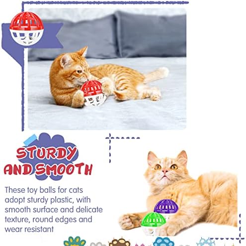 Hungdao 100 Pcs Bulk Cat Toys Balls, Plastic Cat Crinkle Ball with Bells - Image 6