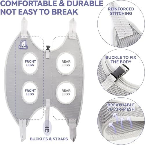 Loflaze Dog Grooming Hammock Harness for Dogs & Cats with Pet Nail Clipper Trimmer - Cat Hanger Sling for Trimming Clipping Nails- Dog Hammock Restraint Bag for Small Medium Large pet （ Grey XS） - Image 3