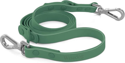 Wisedog Waterproof Dog Leash – 5ft/6ft Adjustable with 2 Metal Swivel Hooks, Easy to Clean Dog Leashes for Small, Medium, Large Breed Dogs (Pine Green S)