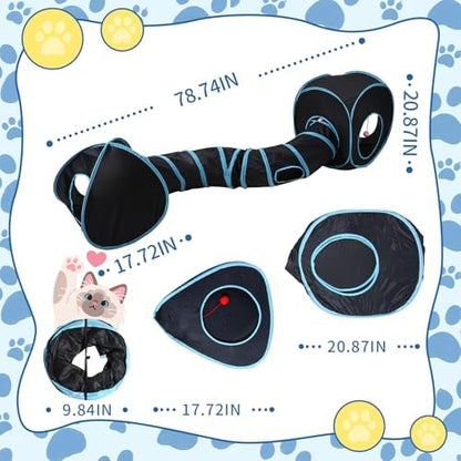 Pet Cat Tunnel, Tunnel Tent Set Tunnels for Indoor Cats, Collapsible Pet Tunnel for Kitten, Puppy, Rabbit, 25cm-Wide Tunnels, Durable & Breathable, with Peek Hole Toy Ball - Image 5