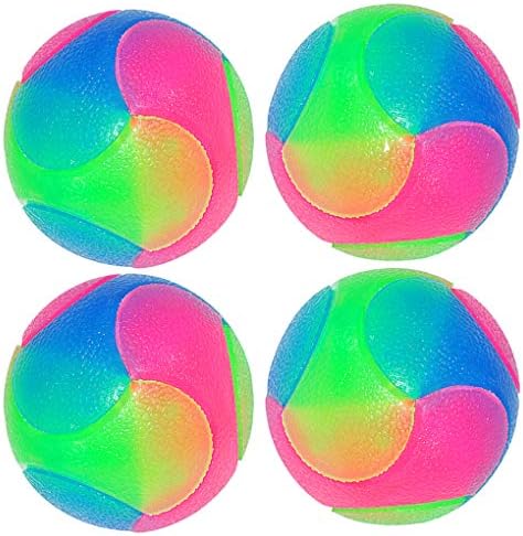 4 pcs Large Light Up Dog Balls Flashing Elastic Ball Glow in The Dark Interactive Pet Toys for for Golden Retriever,Labrador,Large Dogs by FineInno