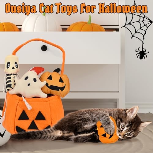 7PCS Halloween Cat Toys, Cat Catnip Toys Plush Teething Toys, Horrible Halloween Cat Ghost Chew Toys for Kitten Cats - Image 5