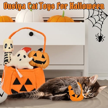 7PCS Halloween Cat Toys, Cat Catnip Toys Plush Teething Toys, Horrible Halloween Cat Ghost Chew Toys for Kitten Cats - Image 5