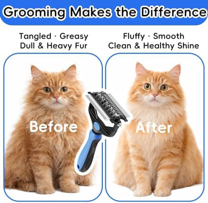 3-in-1 Professional Pet Grooming Brush for Dogs & Cats – Dematting Comb, Undercoat Rake & Deshedding Tool for Long & Short Hair, Heavy Shedding & Matted Fur (Blue) - Image 5
