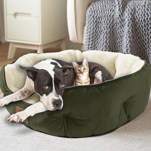 Asvin Medium Dog Bed for Medium Dogs, Cat Beds for Indoor Cats, Pet Bed for Puppy and Kitty, Extra Soft & Machine Washable with Anti-Slip & Water-Resistant Oxford Bottom, Green, 25 inches - Image 7