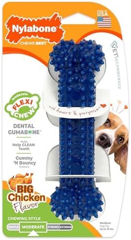 Nylabone Flexi Chew Dental Gumabone Dog Chew Toy, Chicken Flavor, Medium by Nylabone