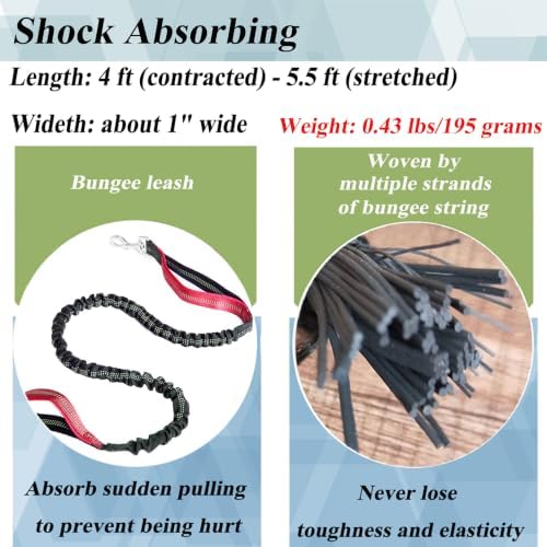 Reflective Bungee Dog Leash Extension Attachment 4ft with Double Clips - Image 4