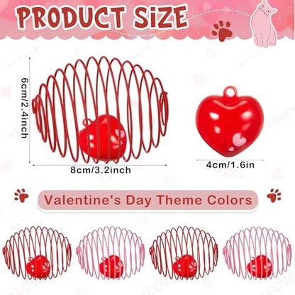 Jecery 5 Pcs Cat Toys Spring,Heart Bel,Pink Red - Image 2
