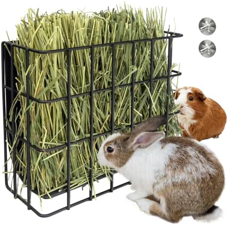 BESNEW Large Rabbit Hay Feeder,Upgraded Metal Guinea Pig Hay Feeder Hay-Leak Proof Bottom,Easy to Install,Bunny Supplies for Rabbit Guinea Pig Chinchilla Small Animals by BESNEW