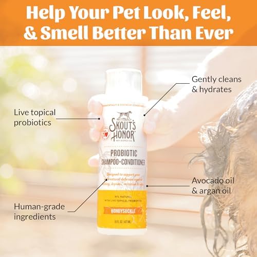 SKOUT'S HONOR Probiotic Dog Shampoo and Conditioner - Honeysuckle, 16 oz - Image 5