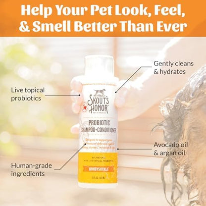 SKOUT'S HONOR Probiotic Dog Shampoo and Conditioner - Honeysuckle, 16 oz - Image 5