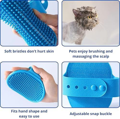 Cat Shower Cap and Bath Brush set, Cat Ear Cover and Grooming Bathing Brush for Cats Puppy Small Dogs, Cat Ear Protection Stuff, Small Dog Cat Bathing Supplies, Pet Accessories (Blue) - Image 3