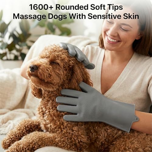 Dog Washing Gloves for Hair-Removal: Remove 90% Loose Hair One Bath - Silicone Grooming Gloves Effective Removing Long Dog Golden Retriever/Short Labrador Fur - Keep Home Furniture Fur-Free - Image 6